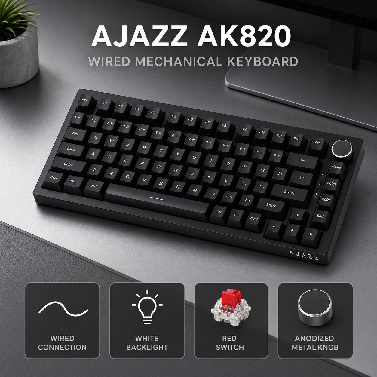 Keyboard Gaming Blue Switch - AJAZZ AK820 en AK820PRO mechanisch gamingtoetsenbord,
