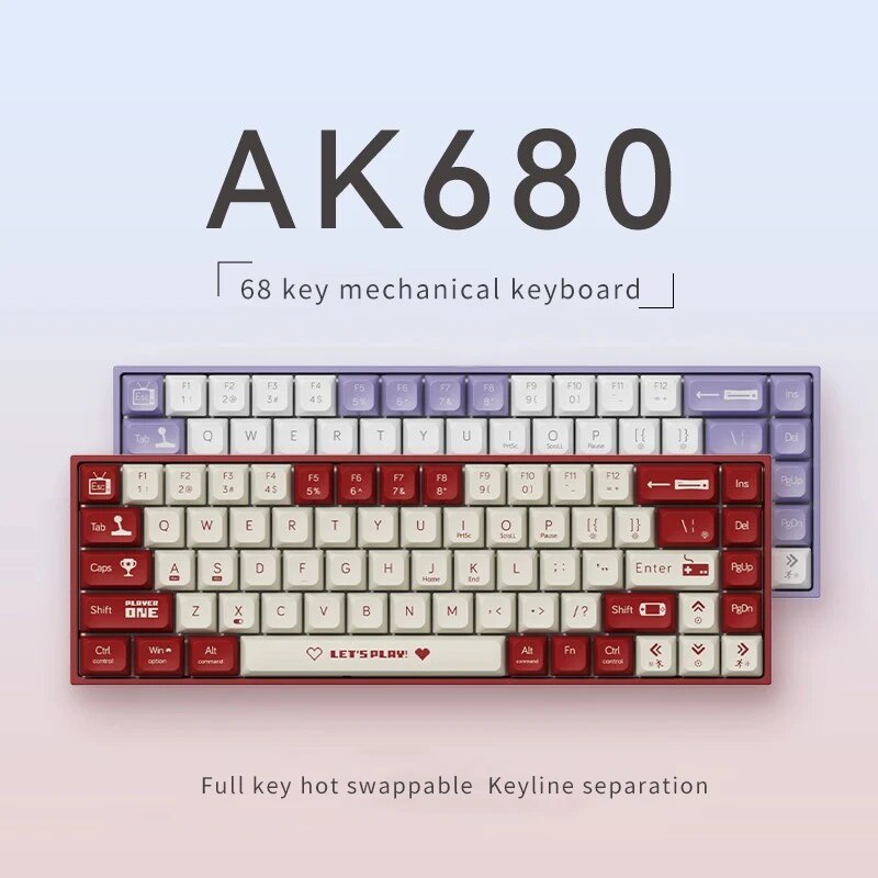 Ajazz Ak680 Mechanische Toetse - Gaming Keyboard Hot Swappable recensie en prijs